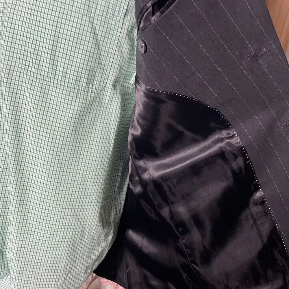 Banana Republic Suit Jacket/Blazer-Black Velvet Striped-Cotton-Size 38R